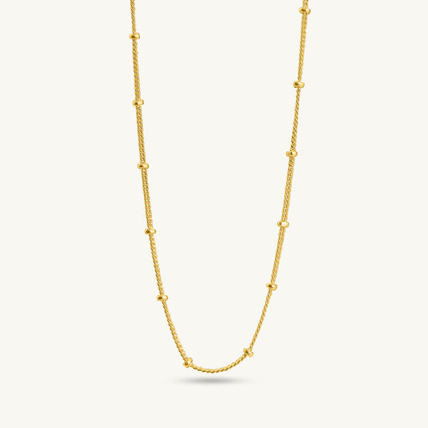 Gold Bead 925 Sterling Silver  Chain