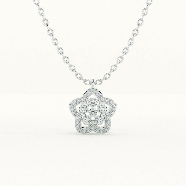 Glittering Flower 925 Sterling Silver Necklace
