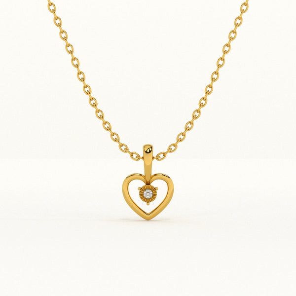Golden Heart 0.02 Carat Lab-Grown Diamond Pendant without Chain