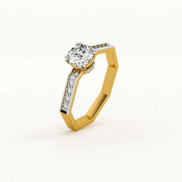 Round and Baguette 0.73 Carat Lab-Grown Diamond Ring