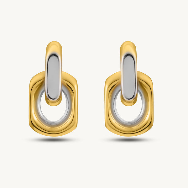 Two-Tone Link Drop Earrings