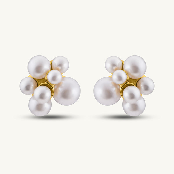 Pearl Cluster Stud Earrings