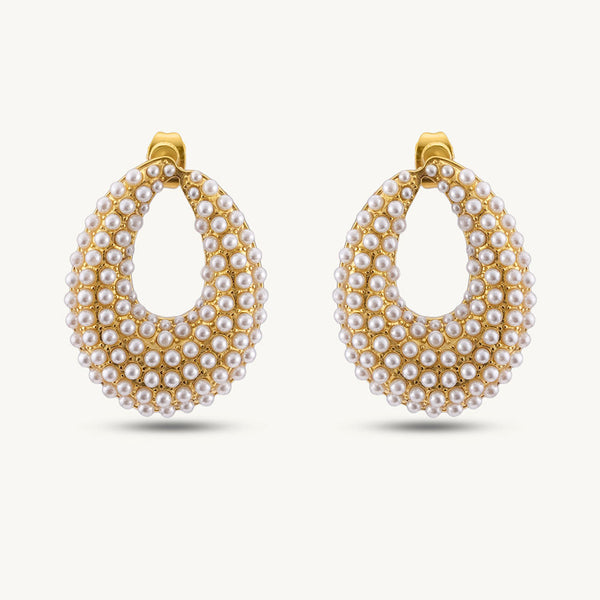Pearl Oval Drop Earrings