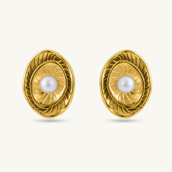 Golden Shell Pearl Studs