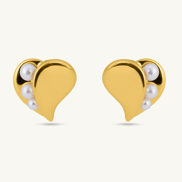 Gilded Heart Pearl Earrings