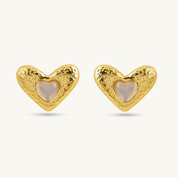 Vintage Gold Heart Studs