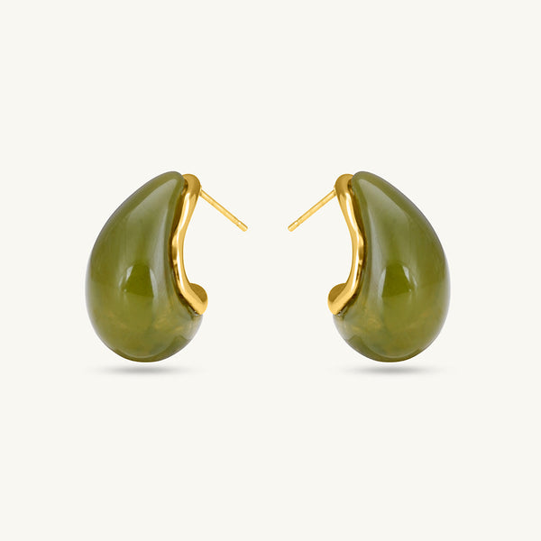 Jade Green Teardrop Studs