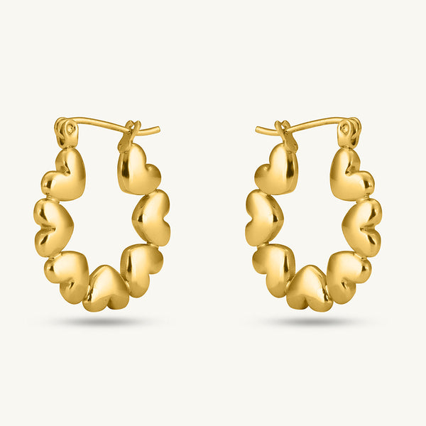Heart Link Hoop Earrings