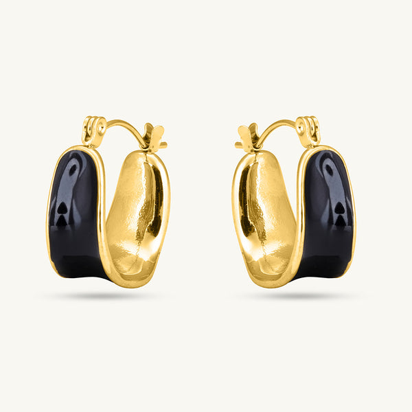 Black Enamel Hoop Earrings