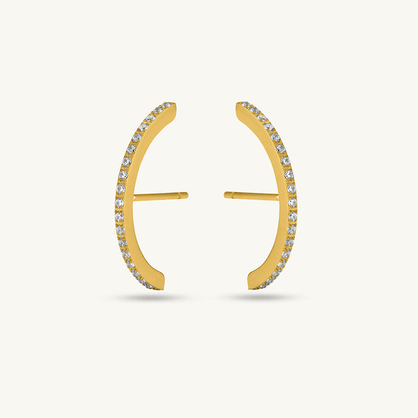 Moon Diamond Stud Earrings