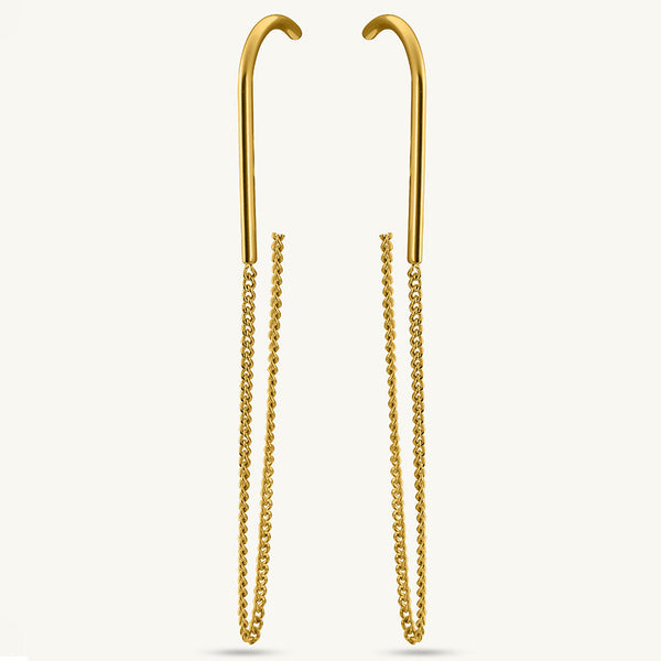 Gold Chain Drop Hook Earrings