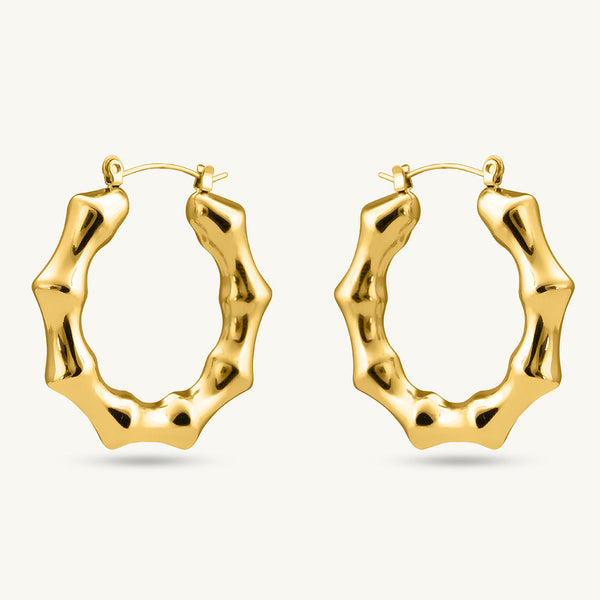 Gold Bamboo Hoop Earrings
