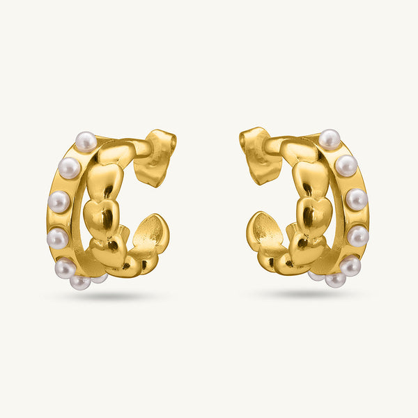 Pearl C Hoop Earrings