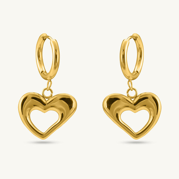 Dangling Heart Hoop Earrings