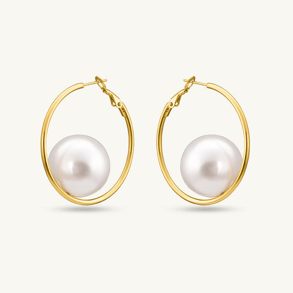 Large Lumina Pearl Hoops