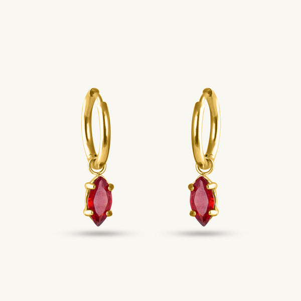 Classic Red Gold Hoop Earrings