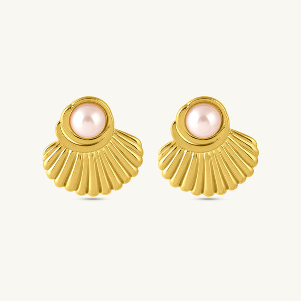 Oyster Pearl Stud Earrings-1