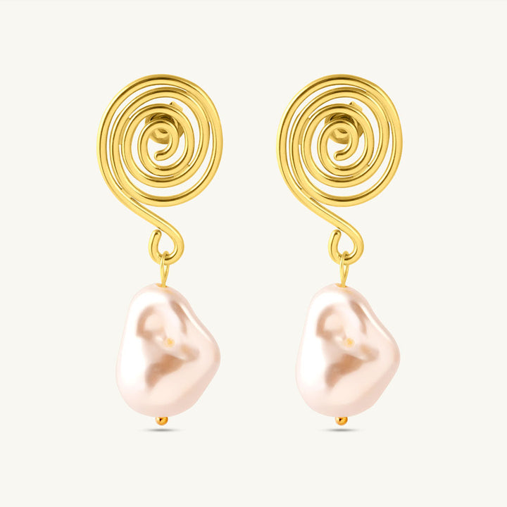 Swirl Pearl Drop Earrings-1
