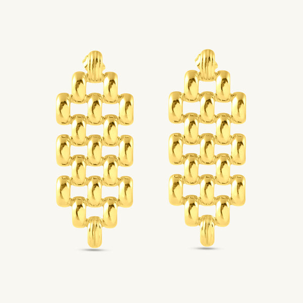 Hexagonal Grid Drop Earrings-1
