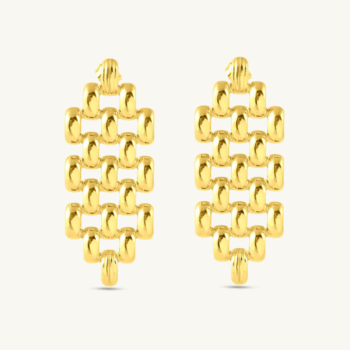 Hexagonal Grid Drop Earrings-1