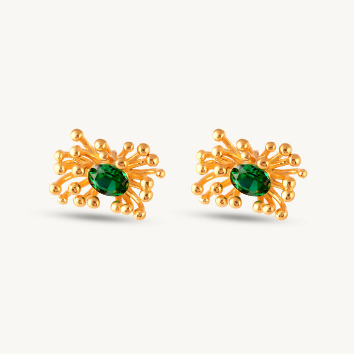 Gold Burst CZ Stone Earrings-1