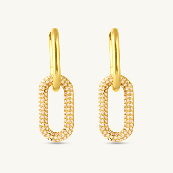 Interlock CZ Stone Dangle Earrings-1