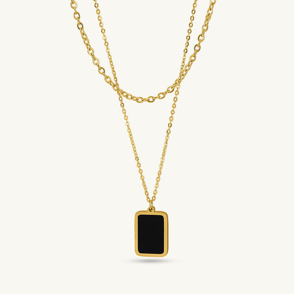 Gold Chain with Black Pendant