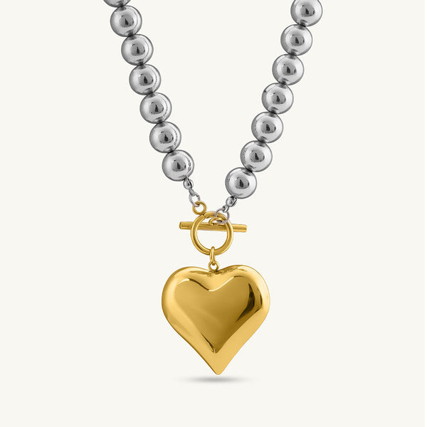 Golden Heart Beaded Necklace