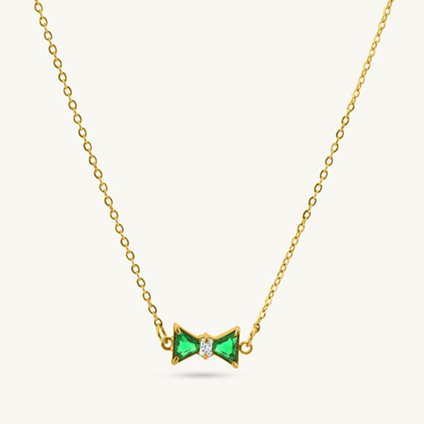 Emerald Elegance Bow Necklace