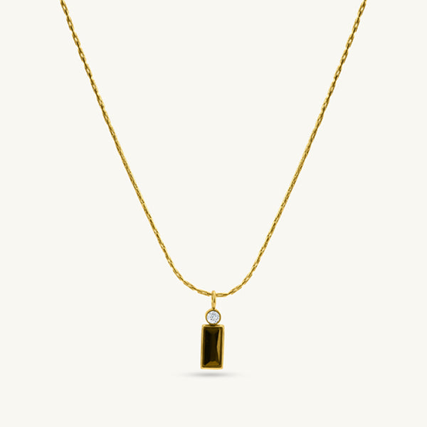 Sleek Black Bar Pendant Necklace