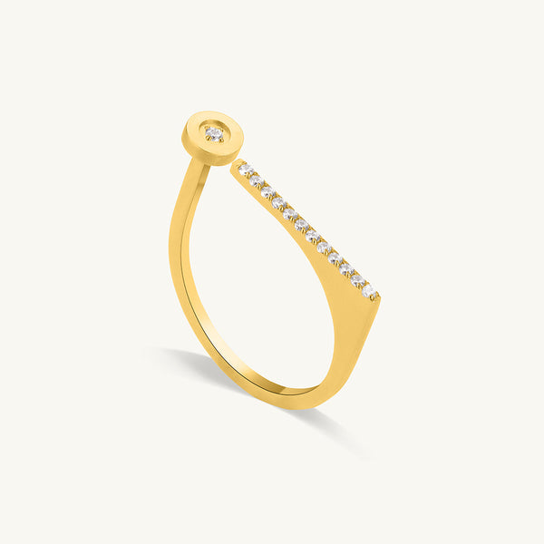 Geometric Bar & Bezel Stone Ring