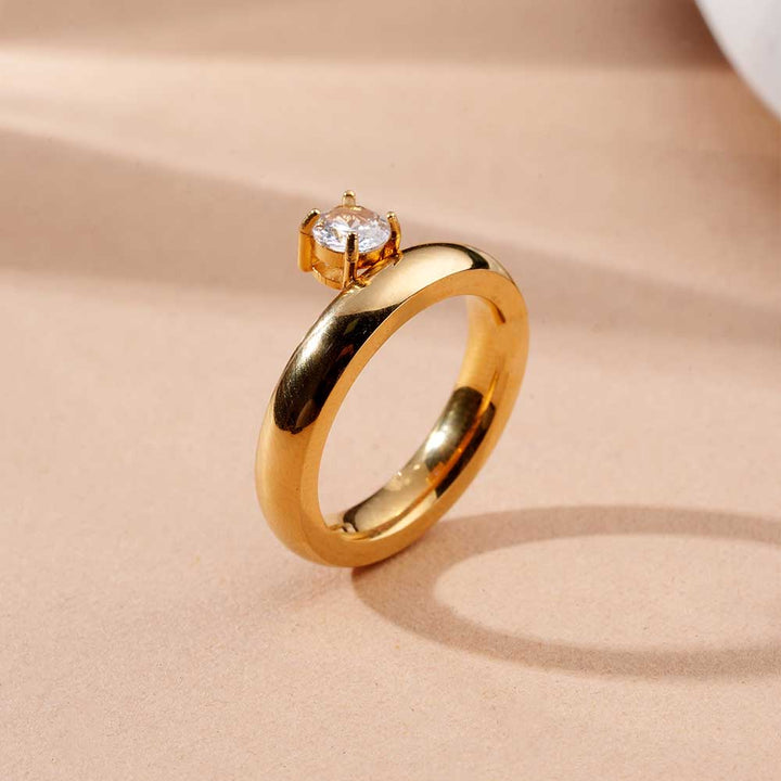 Sculpted Band with Stone Ring-2