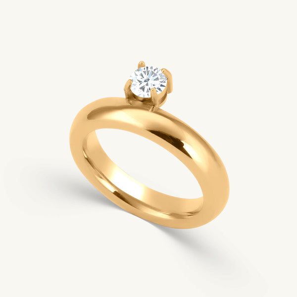 Sculpted Band with Stone Ring