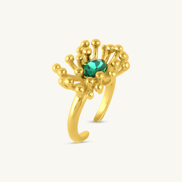 Gold Bust CZ Stone Ring