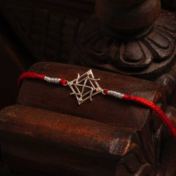 Swastik Divine Bond 0.05 Carat Lab-Grown Diamond 925 Silver Rakhi