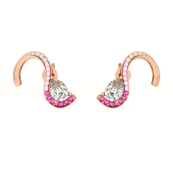 Crimson Swan 925 Silver Rose Gold Studs