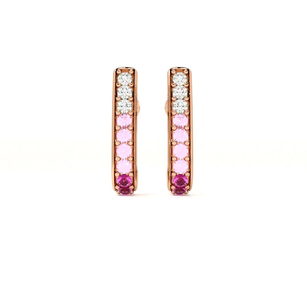 Peta line Glow 925 Silver Rose Gold Studs