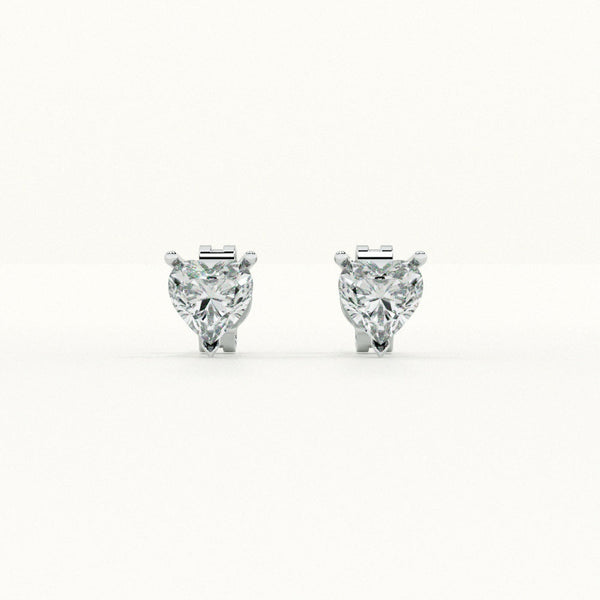 Heart-Shaped Diamond 925 Sterling Silver Studs