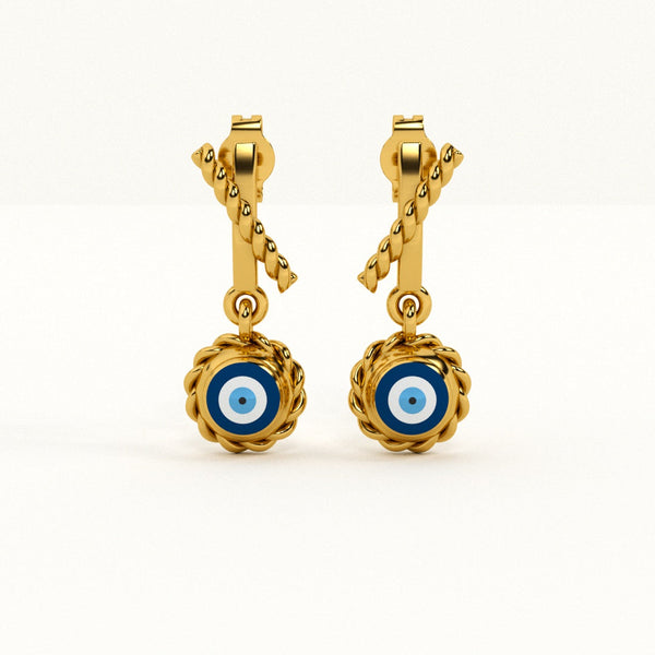 Evil Eye Rope 925 Silver Earrings