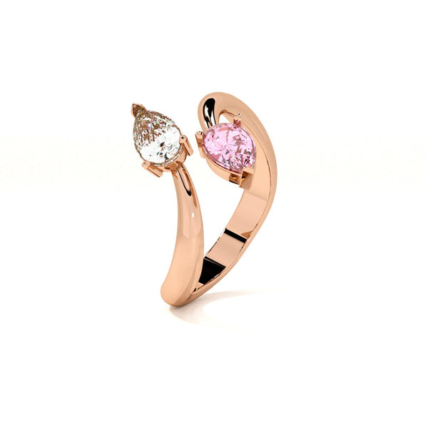 Toi et Moi Pear Rose Gold 925 Silver Ring