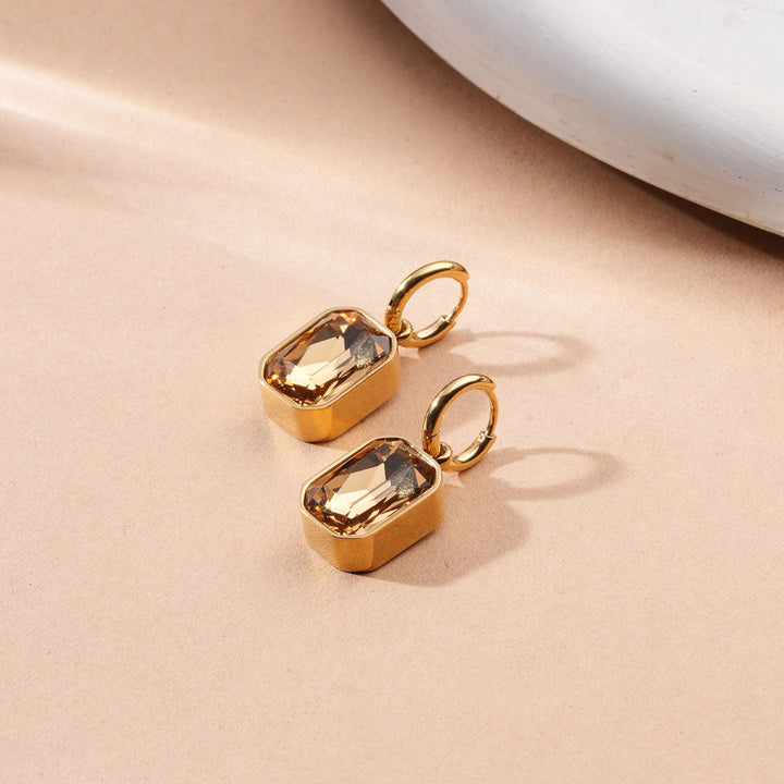 Cuboid CZ Stone Drop Earrings-2
