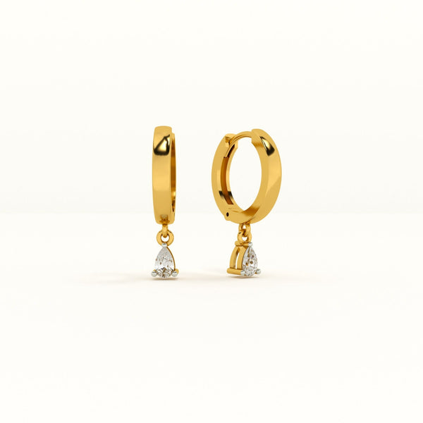 Stone Drop Dangle Hoop 0.33 Carat Lab Grown Diamond Earrings