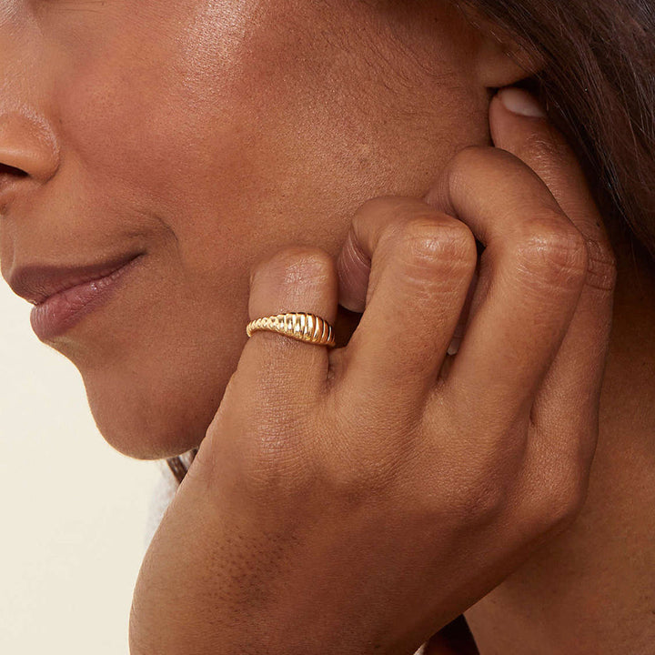 Shop Vintage Ribbed Dome Ring | 18k Gold Plated Palmonas-1