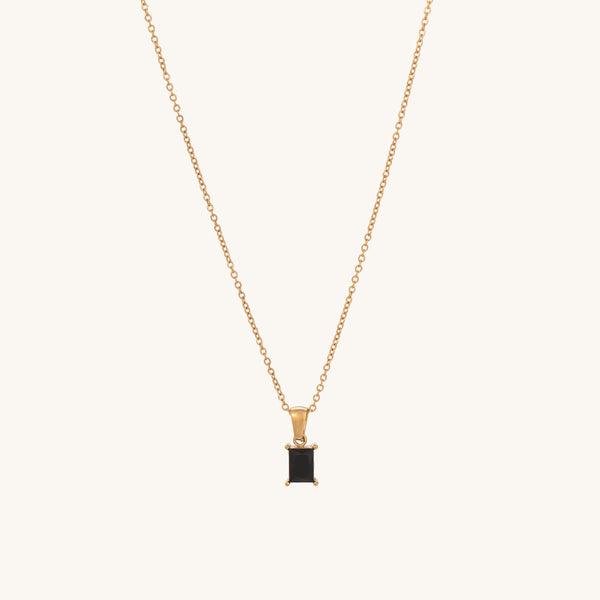 Shop Black Stone Necklace- 18k Gold Plated Palmonas-2